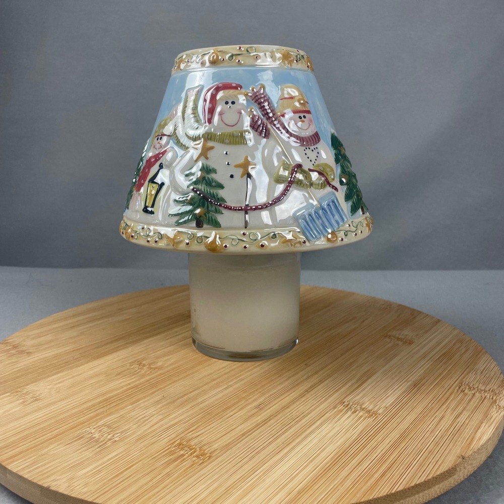 Yankee Candle Snowman Christmas Holiday Tart Warmer‎ Topper Luminaries Ceramic